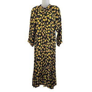 Zara Blue Yellow Floral Maxi Dress Size Large
